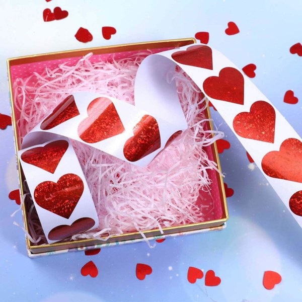 Hjerte klistremerker, 25mm Valentinsdag selvklebende etikett for baking En