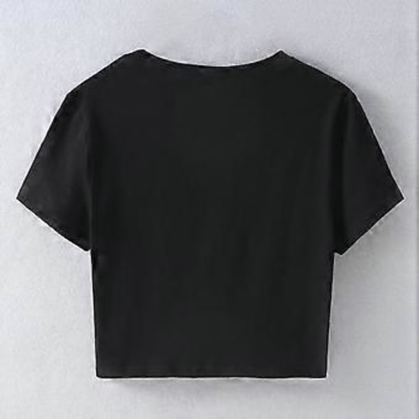 Naisten söpö kirjainpainettu lyhythihainen crop-toppi, pyöreä pääntie, slim fit T-paita, katumuoti, rennot kesätopit, tiilenpunainen L (L tiilenpunainen)