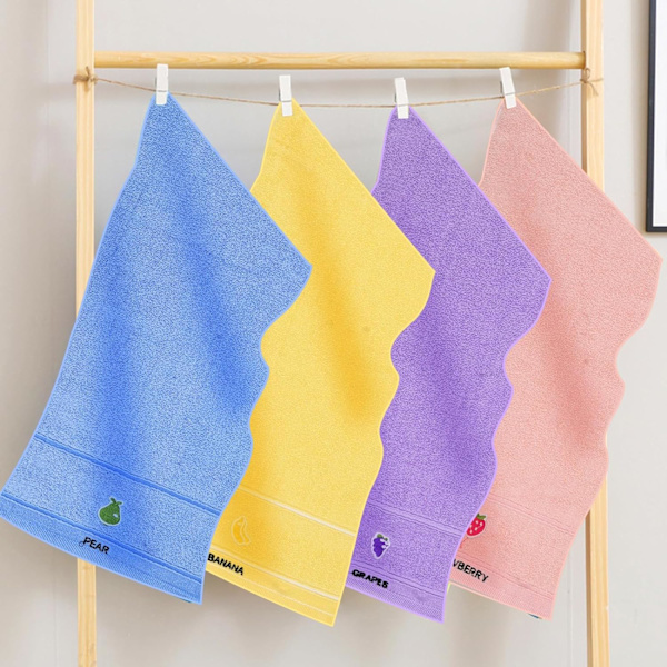 (25 x 50 cm) Set med 5 barntvättlappar, mjuka badlakan, 5 färger, barntvättlappar, bad