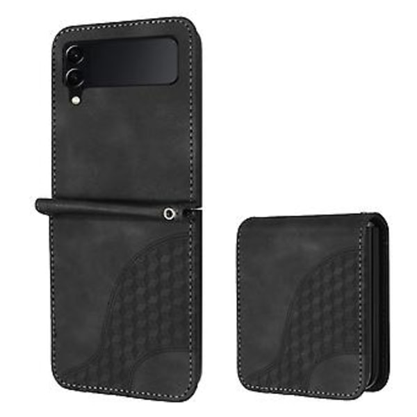 Elefantpräglad PU-fodral för Samsung Galaxy Z Flip3 5G (Svart)