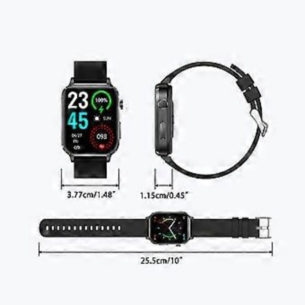 NY Smartklocka, Bluetooth-klocka med textmeddelanden, puls, sömnmonitor Wolf Notch Smart Watch Blodsocker för kvinnor (Svart)