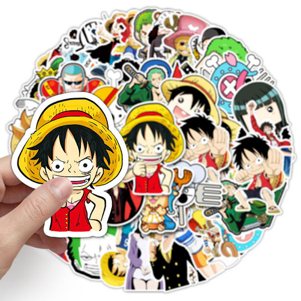 50 kpl One Piece Anime Graffiti -tarroja vedenpitävä matkalaukkutikku