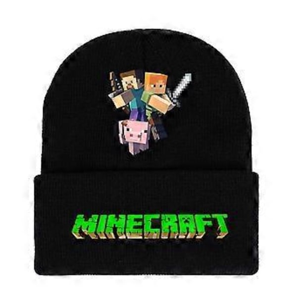 Minecraft Spel Tryckt Beanie Stickad Hatt Barn Pojkar Flickor Trend Vinter Ull Varm Skidkeps( A)