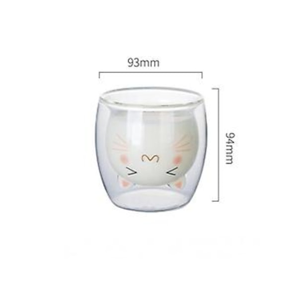 JUSCH Sød Kaffe Kop Kat Te Kop Mælk Dobbelt Lag Transparent Isoleret Glas Espresso Kop Sjov Gave (Kat Kop)(WZ1863)