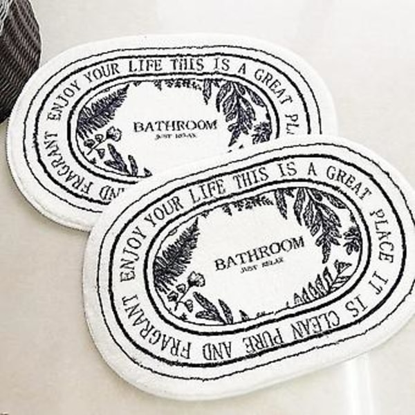 Vita Badrumsmattor - Mjuka Absorberande Söta Badmattor för Badrumsgolv 16x24 tum, Maskintvättbara Halksäkra Badmattor för Dusch Toalett Badkar, Barnbadrum