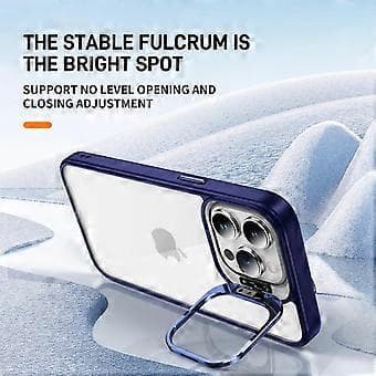 For iPhone 15 Pro Max Deksel Linseramme Støtteben TPU+Akryl Anti-fall Telefondeksel (Stil C)