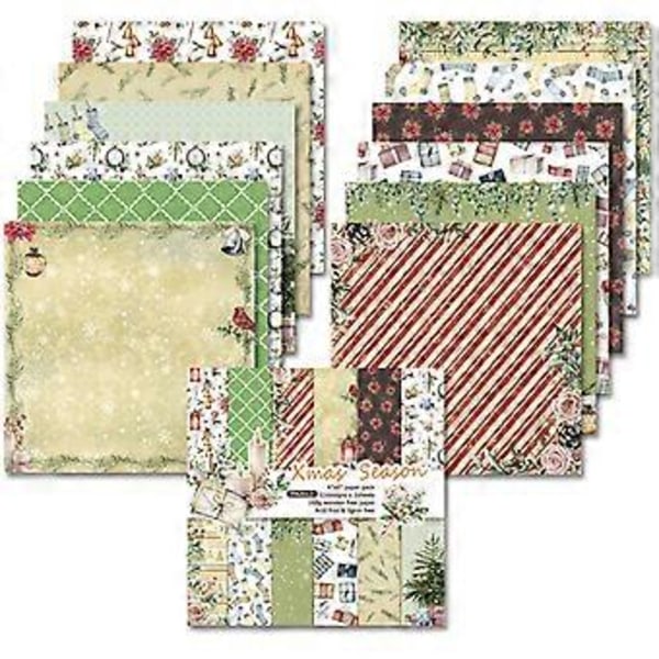 24 stk 6x6 tommers julebakgrunnspapirblokk for scrapbooking dekor journal album DIY memoblokker
