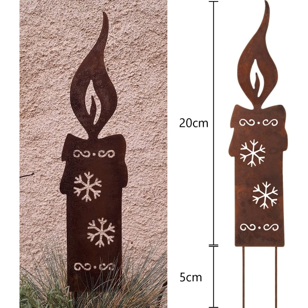 Blomkruka Ljus - Metall Trädgårdsdekoration - 20cm - Naturlig Rus