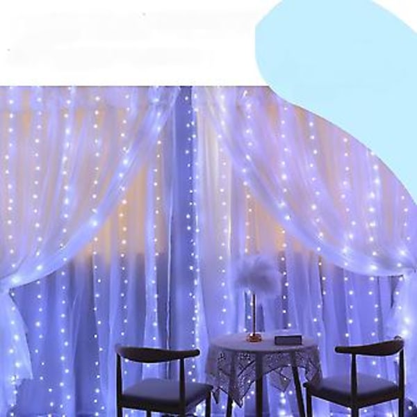 3*2m Verhojen Jouluvalot USB-LED Jouluvalot 8 Valotilalla Verhovalot Makuuhuoneen Sisä- ja Ulkokäyttöön Joulukoristeluun (Valkoinen)