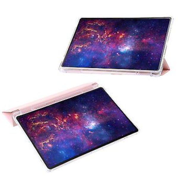 3-Facks Skyddande Akryl Läderfodral för Samsung Galaxy Tab S9 Ultra/S8 Ultra (Rosa)