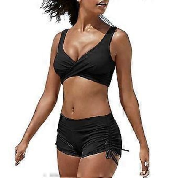 Bikiniset för damer Baddräkt Baddräkt Strandkläder Stcyv(3XL Svart)