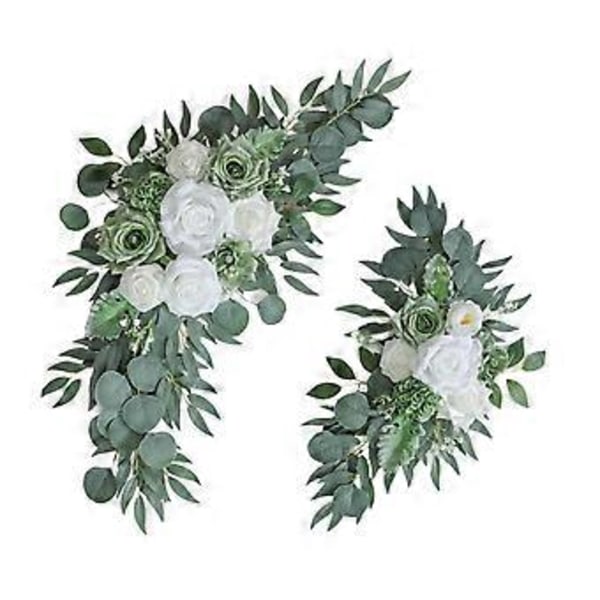 2 stk. Kunstige Bryllupsbue Blomster, Kunstig Blomster Swag Hængende Bryllupsdekoration, Baggrundsdekoration til Hjemmet, (Stil C)