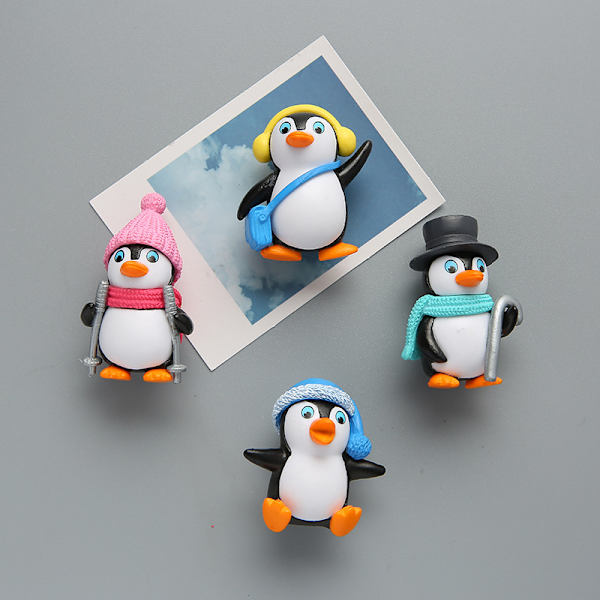 4 st kylskåpsmagneter klistermärken pingvin PVC söt tecknad kylskåp