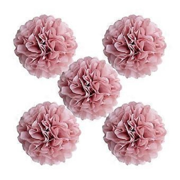 5 stk. Hængbare papirblomsterkugler Trækblomst ornament til DIY papir bryllupper fødselsdage (Rose Gold)