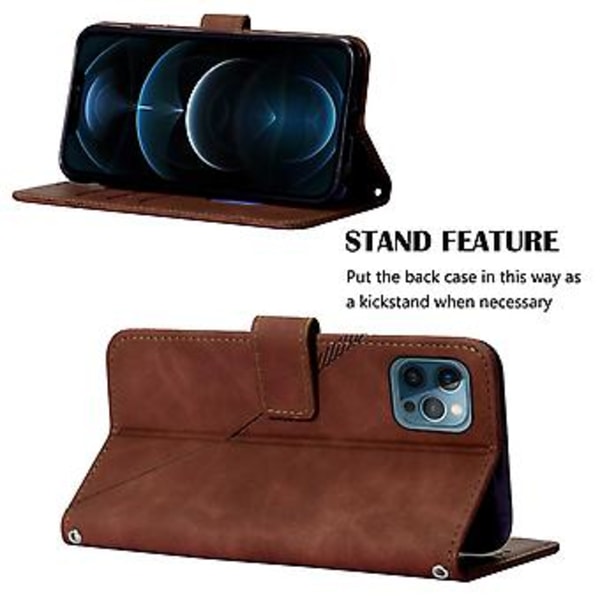 Crossbody-fodral med präglad design för iPhone 12 Pro Max (Brun)