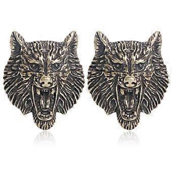 2 stk Ulvehode Messing Veske Spenne Retro DIY Lær Nitter Holdbare Concho Knapper