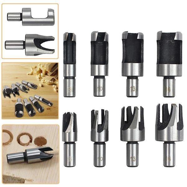 8PCS HSS Träpluggfräs Träskärverktyg Pluggborr Trä