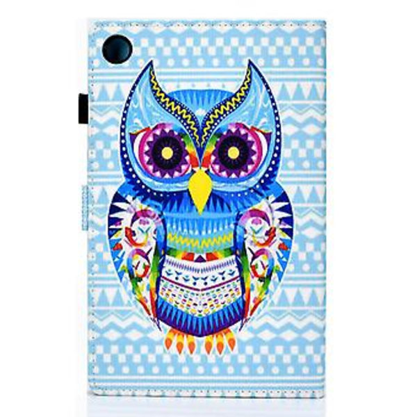Fargerik Tegneetui for Samsung Galaxy Tab A9 (Fargerik Ugle)