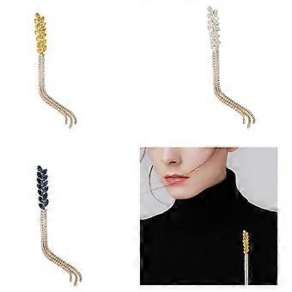 Elegant damebroche med lang tråd Reversnål Stilfulde hvedeøresmykker Flydende frynser Glitrende krystalreversnåle (hvid)