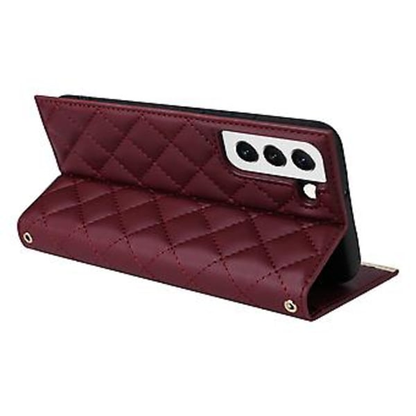 Crossbody Läderfodral för Samsung Galaxy S22+ 5G (Claret)