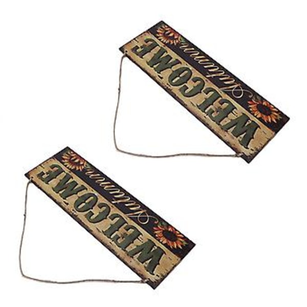 2 st Halloween Solros Trä Välkomstskylt Höst Dekorativ Väggskiva Hängande Ornament för Inomhus Utomhus Dekor