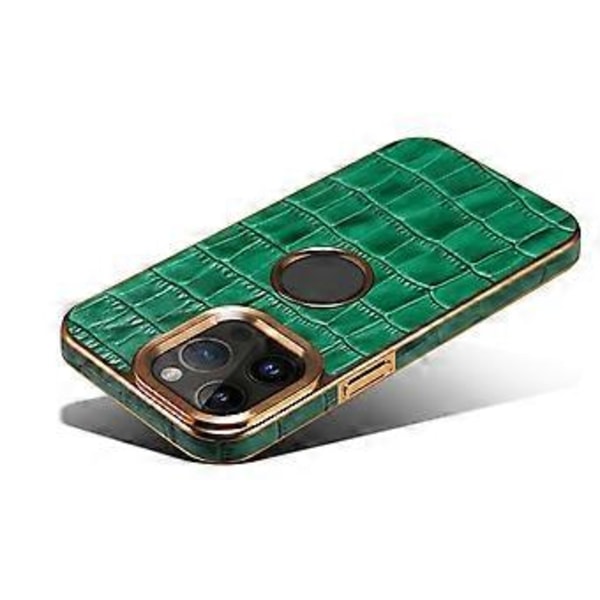 Denior Krokodillikuvioinen PU-kotelo iPhone 12 Pro Maxille (Vihreä)