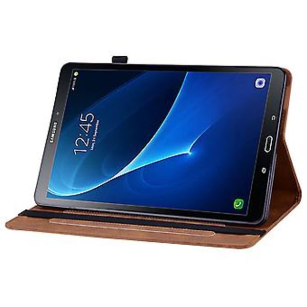 Vetoketjuinen Nahkainen Tabletin Kotelo Samsung Galaxy Tab A 10.1 2016/T580/T585 (Ruskea)