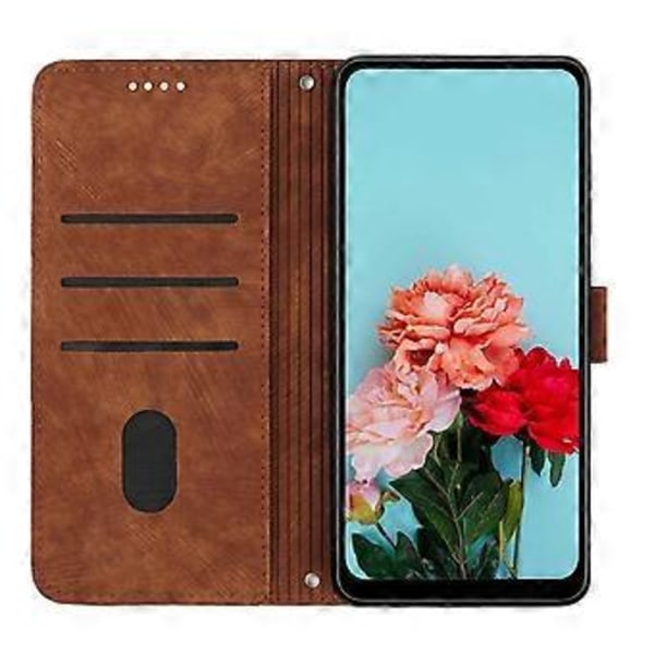 Stativplånboksfodral i PU-läder för Infinix Hot 30 Play NFC 4G med präglade linjer, hudvänligt telefonfodral (Stil B)