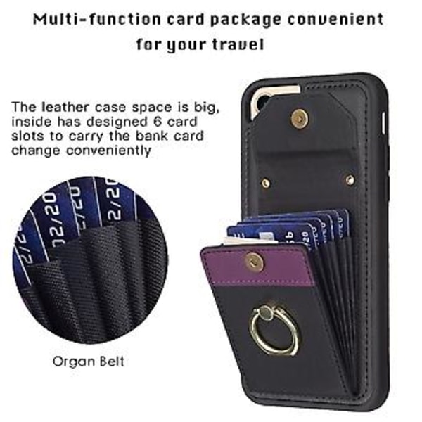 Organ Card Bag -puhelimen kuori iPhone SE 2022 / 2020 / 8 / 7 (Musta)