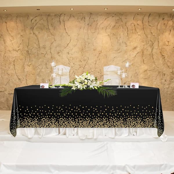 Sort og guld festdug i plastik 137x274cm guld
