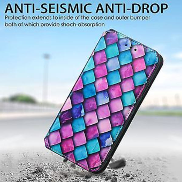 Färgglatt Magnetiskt Läderfodral För Samsung Galaxy A12 (Lila Skal)