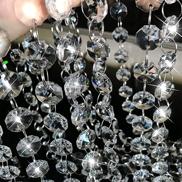 6 kpl 1 m Kristallihelmi Garland Octagon Verhot Nauhat Garland Pe