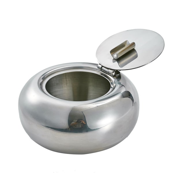 Modern Stainless Steel Tabletop Ashtray with Lid for Indoor