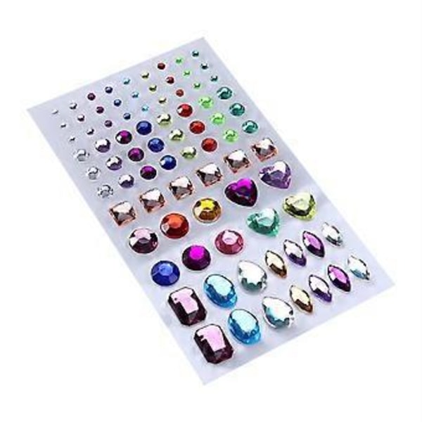 Selvklæbende akryl krystal rhinestone juveler ædelsten klistermærkeark assorterede farver forskellige former (Multicolor Type 2)