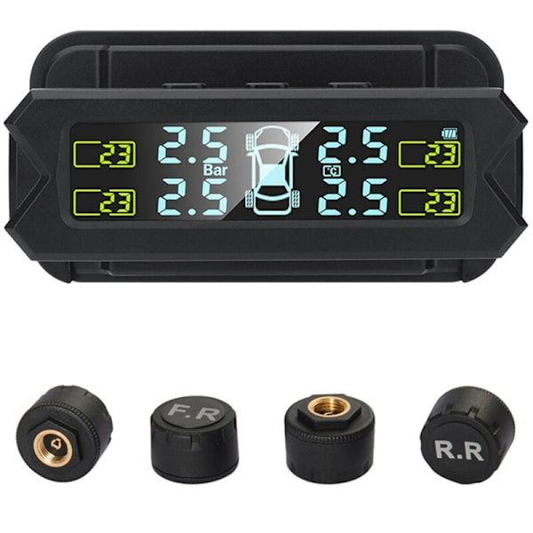 Däcktrycksövervakningssystem, trådlöst solcellsladdat TPMS med 5 larm M