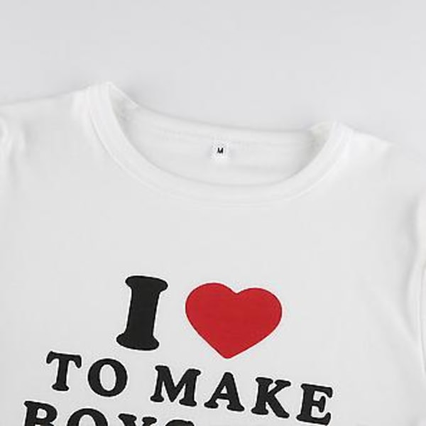 100% Ny, Få Drenge Til At Græde Bogstav Print T-shirt Alsidig Casual Kortærmet Strikket Top Jakke Ammoniak Smuk Cropped(L Brun)