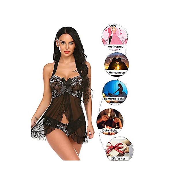 Lingerie for Women Halter Chemise Open Front Lingerie Sexy Nightw
