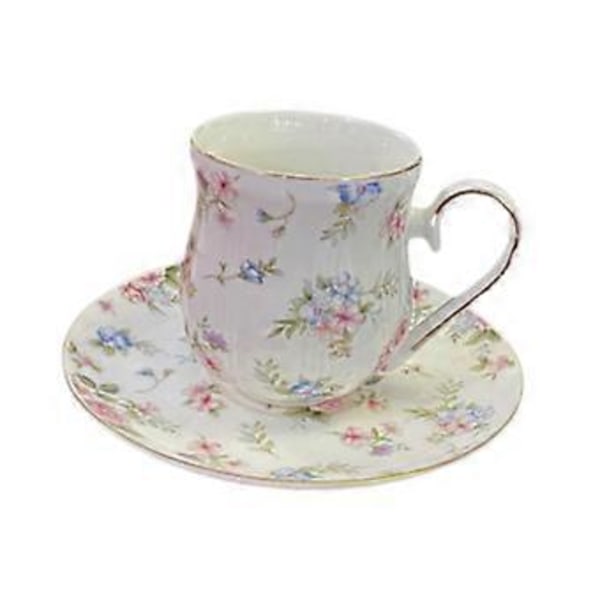 Tekrus Kaffekrus 180ml-300ml Kapacitet Let at Rengøre, Indflytningsgaver Blomsterdesign med Underkop til Kommerciel Brug Kvinder (Stil A)