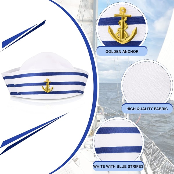 Sjömanshatt Yachtkaptenshatt Blå Vit Sjömanshatt för Fancy Dres