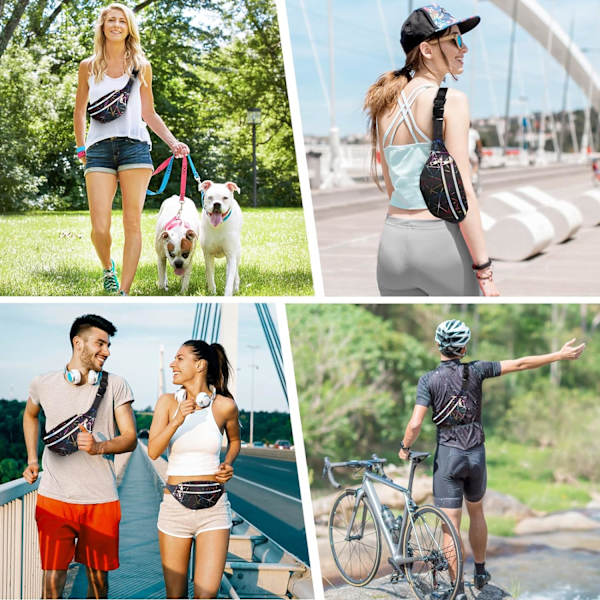 Bältesväska för kvinnor/män, Unisex bältesväska, Bältesväska med flera fickor, W