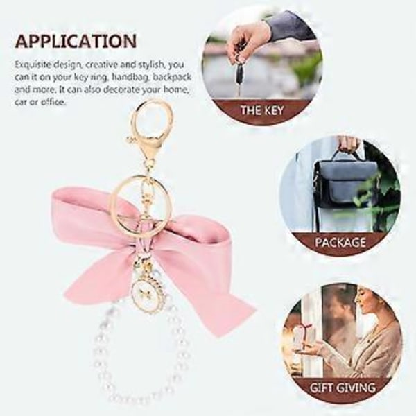 Sløjfe Perle Nøglering Dejlig Nøglering Sløjfe Nøglering Taske Charm Vedhæng Pink