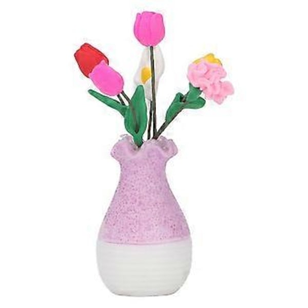 Dukkehus Vase Blomst 1:12 Slitesterk Resin Livlige Farger Utsøkte Detaljer Dukkehus Miniatyrblomster for Dukkehus DIY