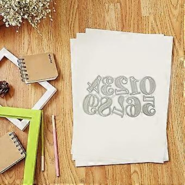 Metallstansar med siffror 0-9 i ränder för DIY-pyssel, scrapbooking, prägling, stansning, papperskort, albummallar