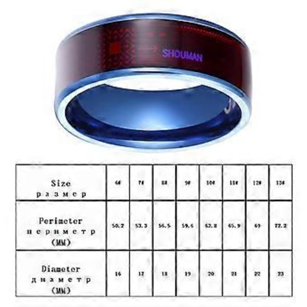 Intelligent Ring Enhet Vanntett Intelligent Wear Smart Ring Titanstål for Daglig Bruk Telefon Smartphone Lås Opp Kvinner (Blå D)