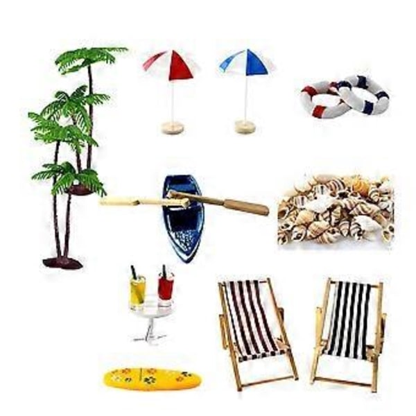 1 Sett Kreativ Resin Ornament Sommerstrand Kunstig Mikro Landskap Eventyrverden Dukkehus DIY Forsyninger (18 Stiler)