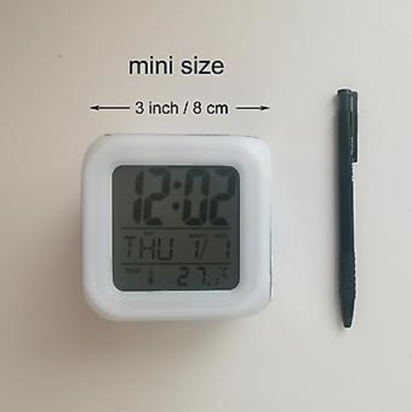 LED-sömnad Anime Digital väckarklocka - Mini-storlek, 8 cm, 3 tum, 7 färger som ändras, temperatur, perfekt för barns sovrum (14)