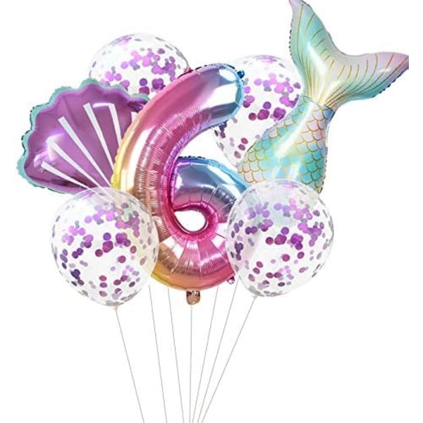 Set med ballonger med sjöjungfrutema - För barns födelsedag 6 år