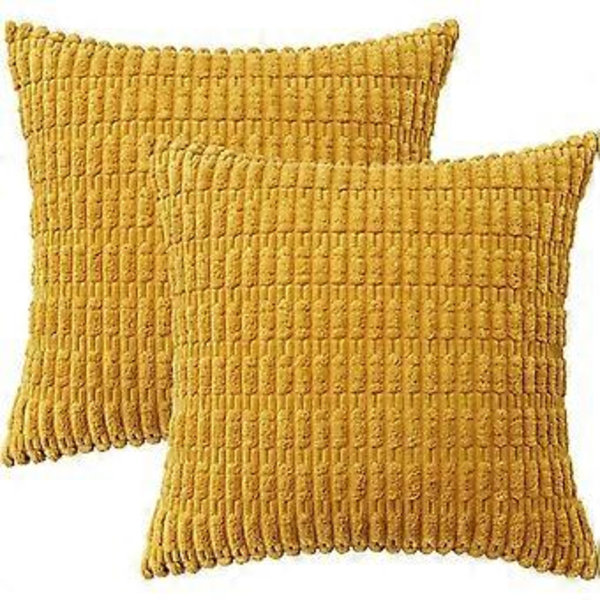 2 kpl Sinappikeltainen Sametti Koristetyynynpäälliset 18x18 tuumaa Pehmeä Boho Raidalliset Tyynynpäälliset Moderni Maalaistalon Koti Sisustus
