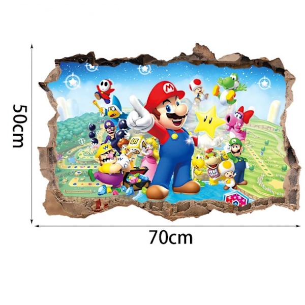 3D Mario veggklistremerke for barnerom, barnehage, veggdekor