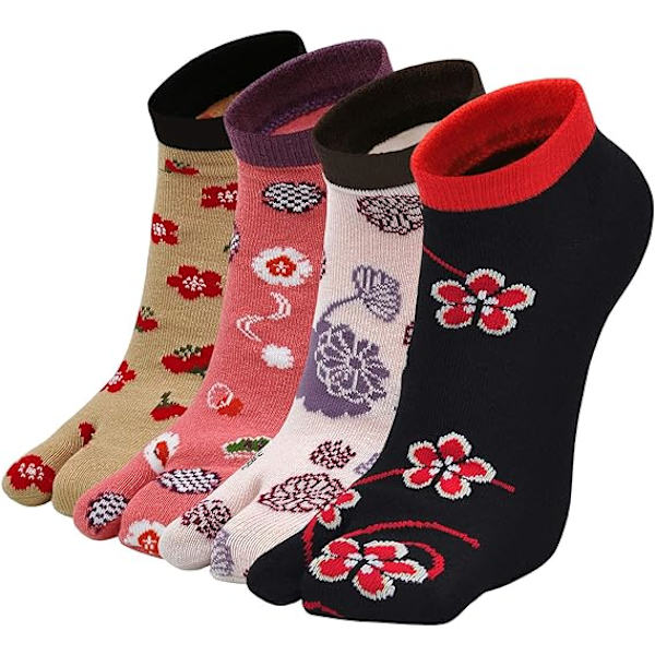 36-41, 4 par, japanska kvinnors Tabi-strumpor Flip Flop Sandal Get